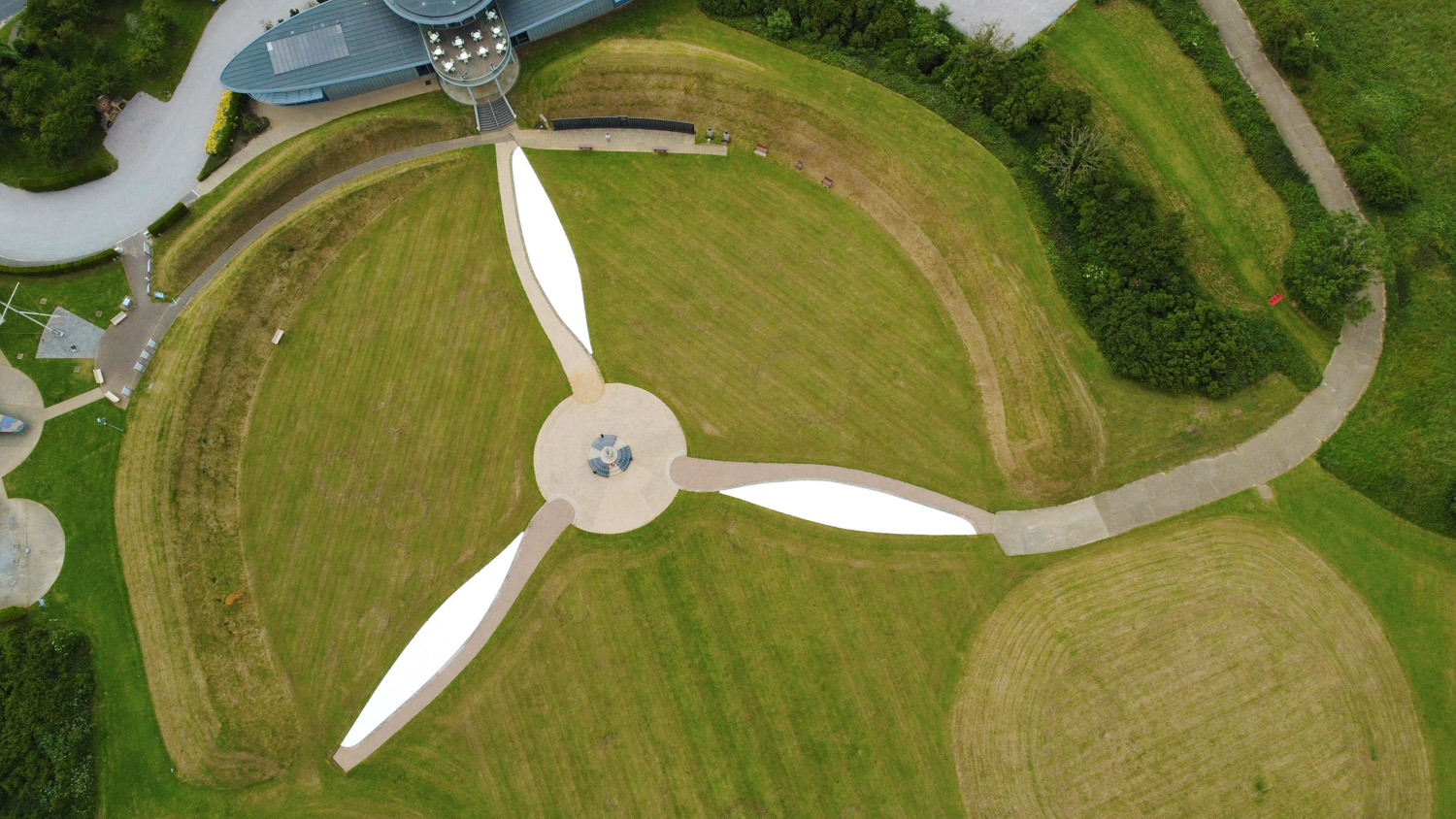 The Battle of Britain Memorial propellors from above