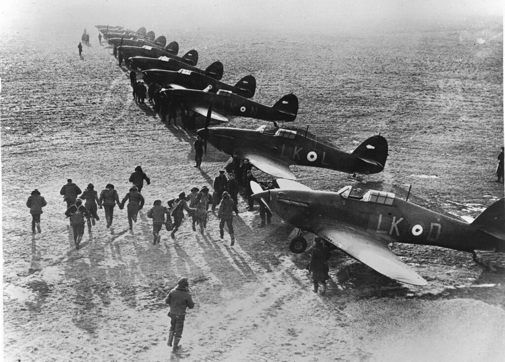 Spitfires lined up at the Battle of Britain
