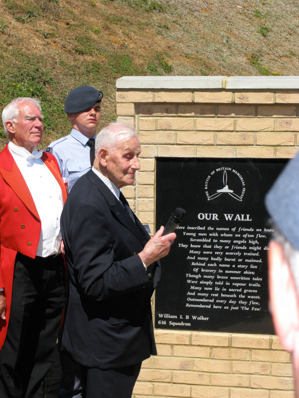 Flt Lt William Walker reads his poem "Our Wall" at Capel-le-Ferne at Memorial Day 2010.