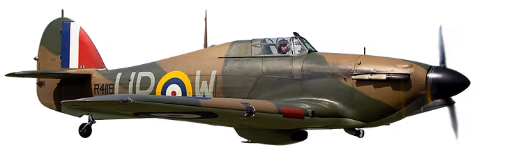 scale model of the Hurricane in which Pilot Officer Geoffrey Page was shot down in the summer of 1940